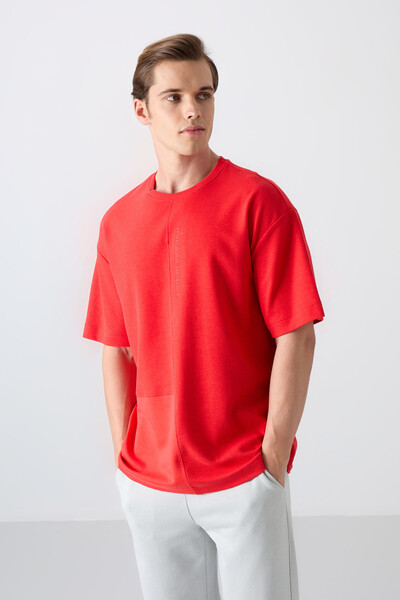 Tommylife Toptan O Yaka Oversize Basic Erkek T-Shirt 88337 Fiesta - Thumbnail