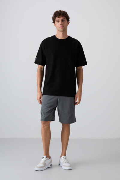 Tommylife Toptan O Yaka Oversize Basic Erkek T-Shirt 88339 Siyah - Thumbnail