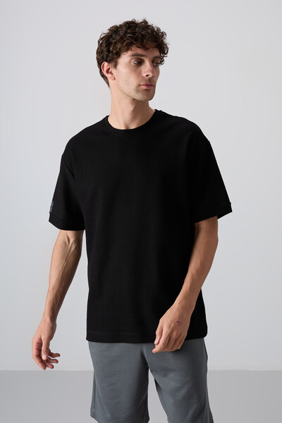 Tommylife Toptan O Yaka Oversize Basic Erkek T-Shirt 88339 Siyah - Thumbnail