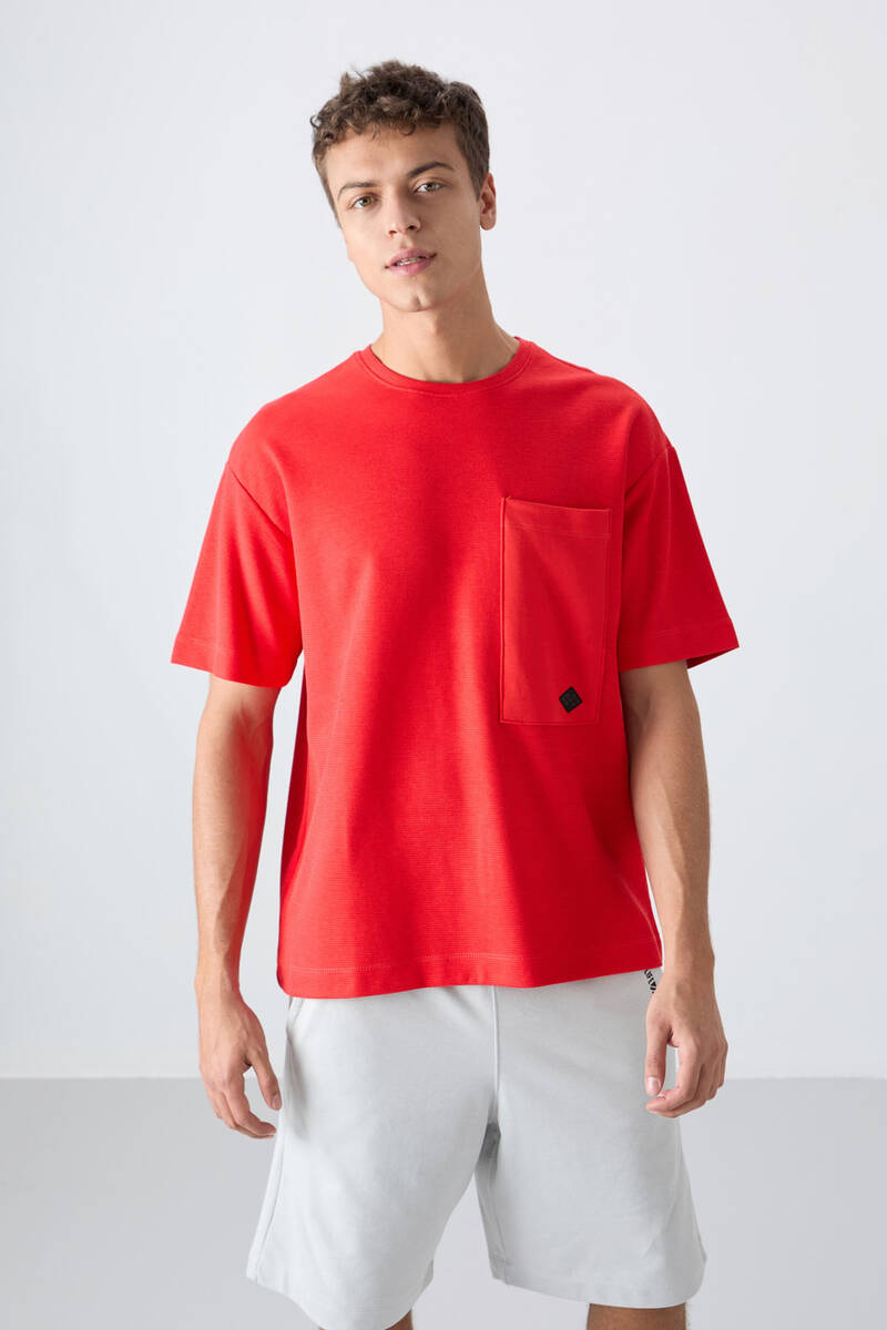 TOMMYLIFE - Tommylife Toptan O Yaka Oversize Basic Erkek T-Shirt 88341 Fiesta