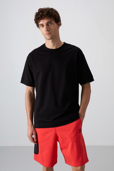 Tommylife Toptan O Yaka Oversize Basic Erkek T-Shirt 88349 Siyah - Thumbnail