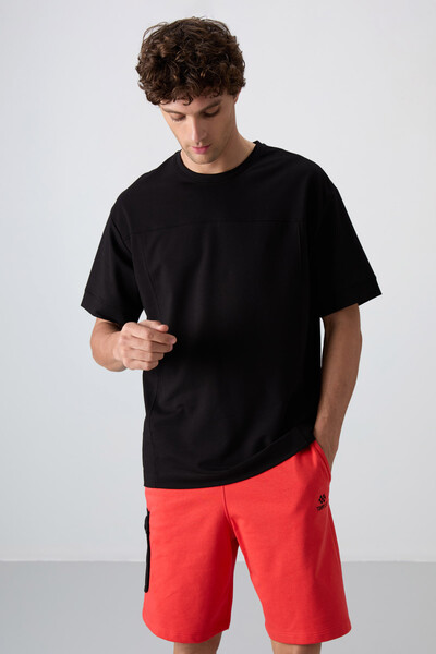 Tommylife Toptan O Yaka Oversize Basic Erkek T-Shirt 88349 Siyah - Thumbnail