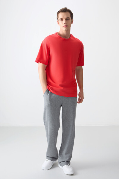 Tommylife Toptan O Yaka Oversize Basic Erkek T-Shirt 88353 Fiesta - Thumbnail