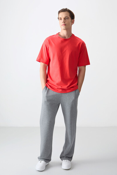 Tommylife Toptan O Yaka Oversize Basic Erkek T-Shirt 88353 Fiesta - Thumbnail