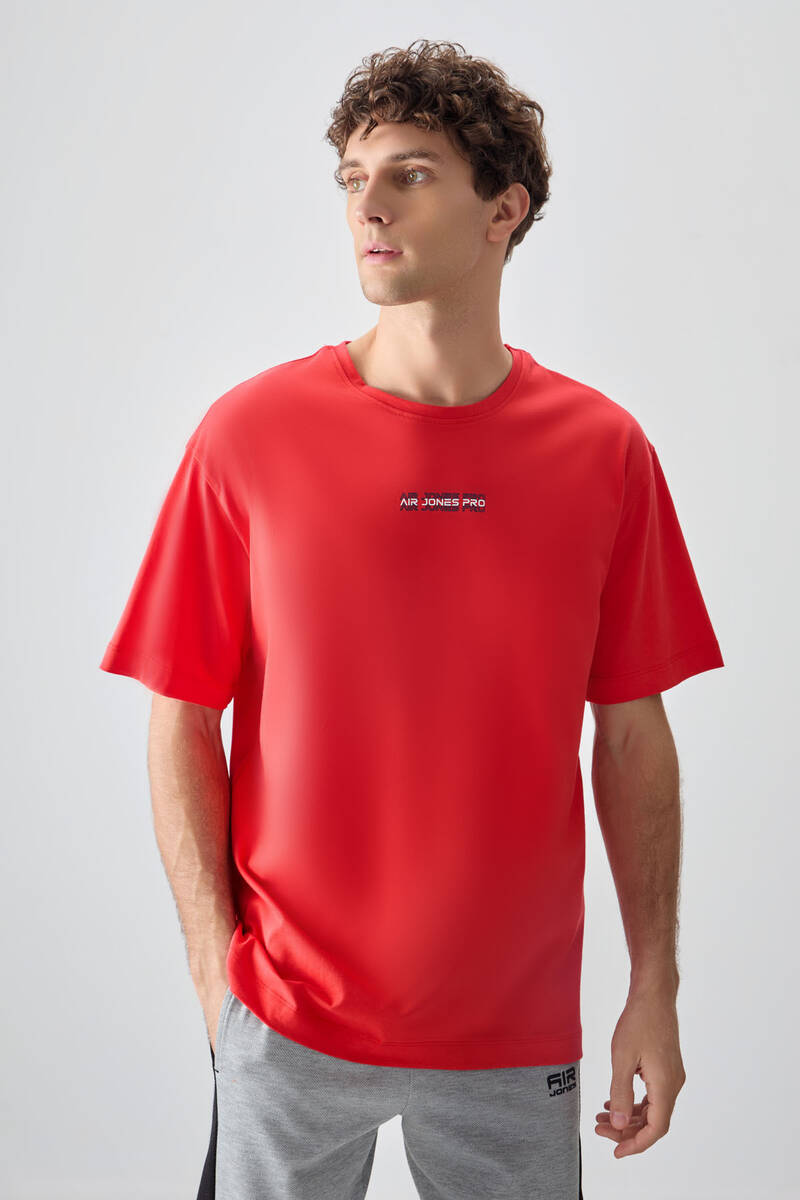 TOMMYLIFE - Tommylife Toptan O Yaka Oversize Baskılı Erkek T-Shirt 88354 Fiesta