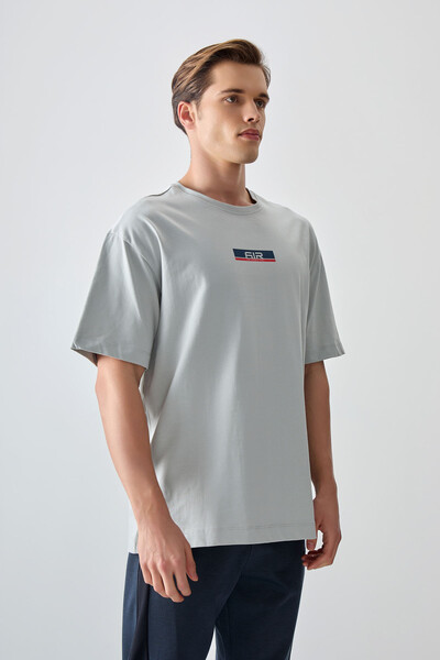 Tommylife Toptan O Yaka Oversize Baskılı Erkek T-Shirt 88359 Taş - Thumbnail