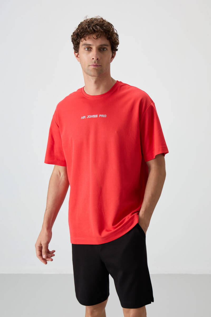 TOMMYLIFE - Tommylife Toptan O Yaka Oversize Baskılı Erkek T-Shirt 88364 Fiesta