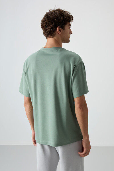 Tommylife Toptan O Yaka Oversize Baskılı Erkek T-Shirt 88367 Açık Yeşil - Thumbnail