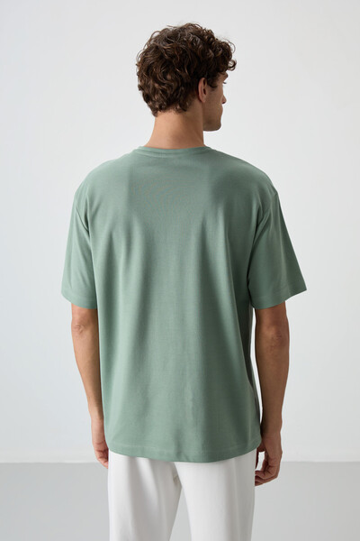 Tommylife Toptan O Yaka Oversize Baskılı Erkek T-Shirt 88368 Açık Yeşil - Thumbnail