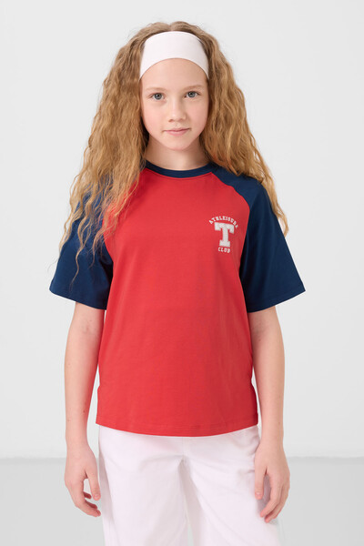 Tommylife Toptan O Yaka Pamuklu Baskılı Oversize Fit Kız Çocuk T Shirt 75179 Fiesta - Thumbnail