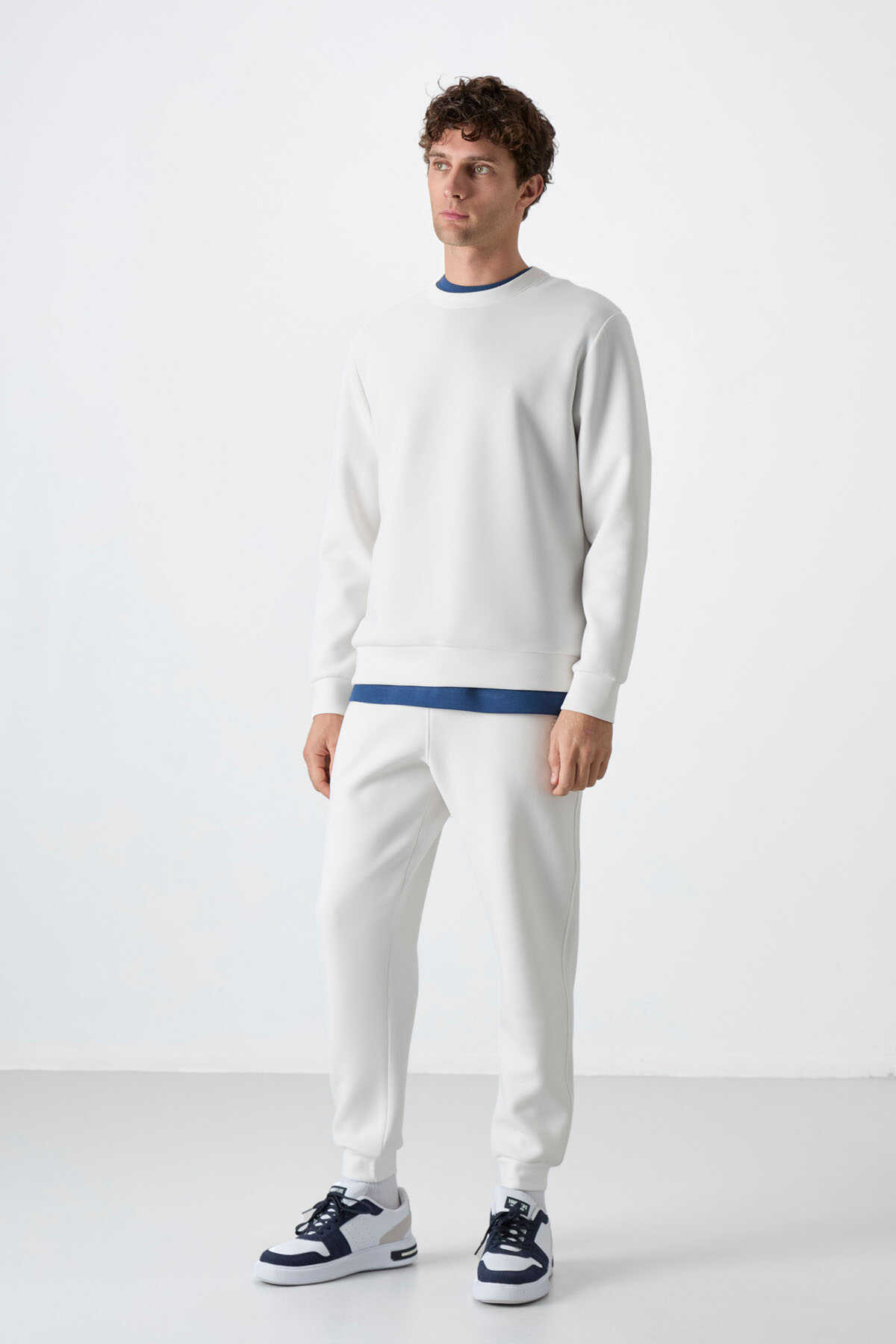 Tommylife Toptan O Yaka Rahat Form Basic Erkek Sweatshirt 88053 Ekru - 2