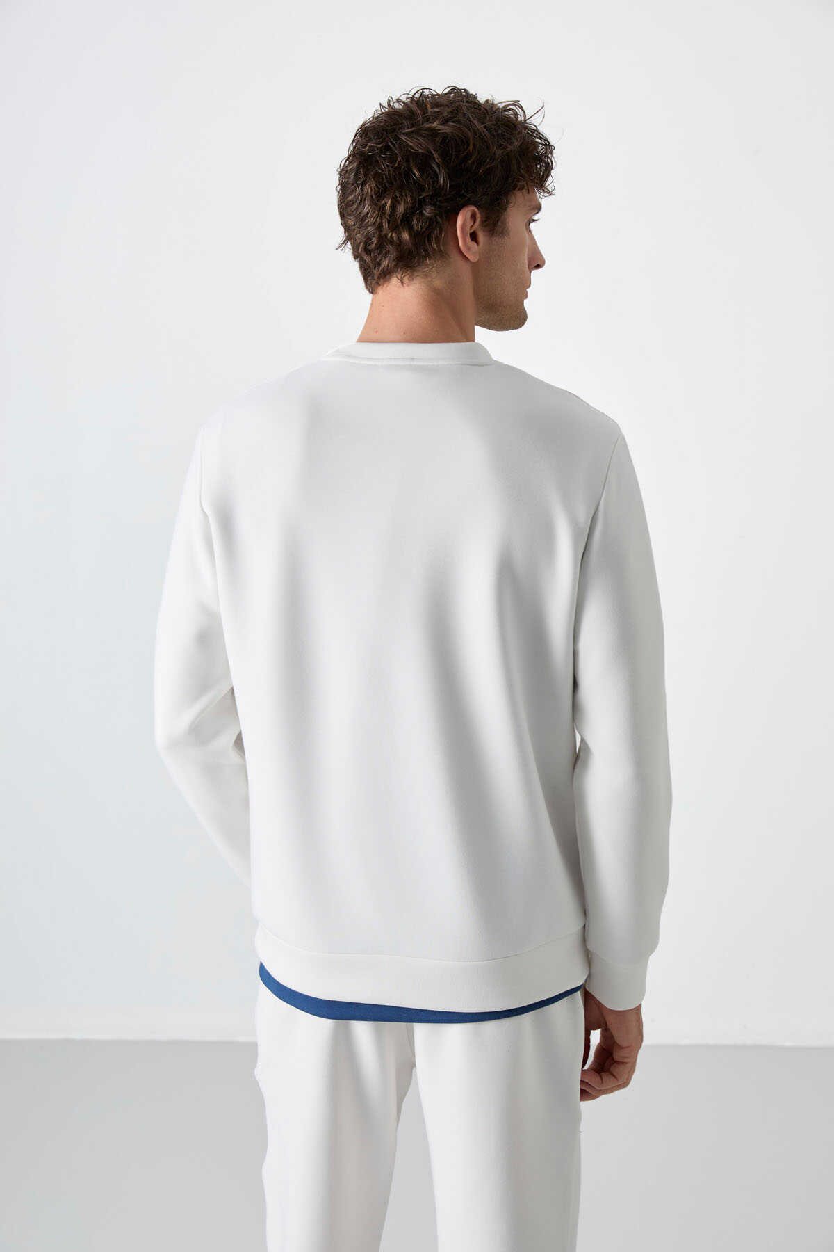 Tommylife Toptan O Yaka Rahat Form Basic Erkek Sweatshirt 88053 Ekru - 5