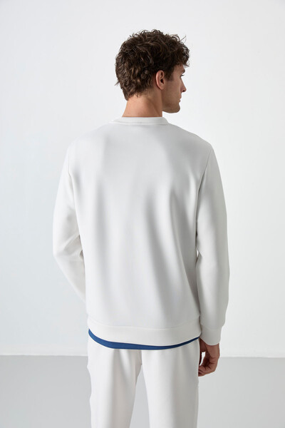 Tommylife Toptan O Yaka Rahat Form Basic Erkek Sweatshirt 88053 Ekru - 5