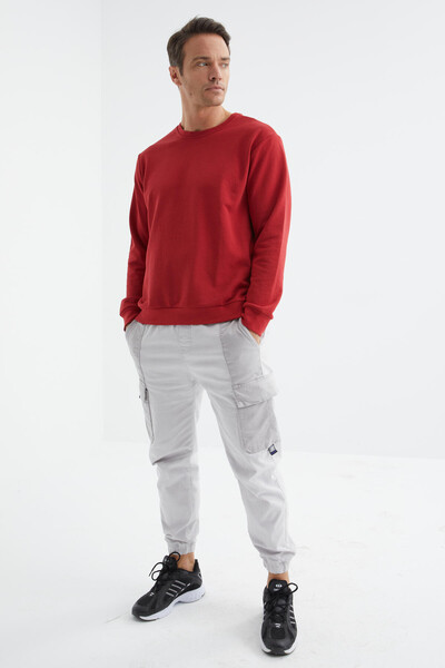 Tommylife Toptan O Yaka Rahat Form Basic Erkek Sweatshirt 88053 Kırmızı - 6