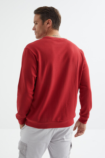 Tommylife Toptan O Yaka Rahat Form Basic Erkek Sweatshirt 88053 Kırmızı - 8