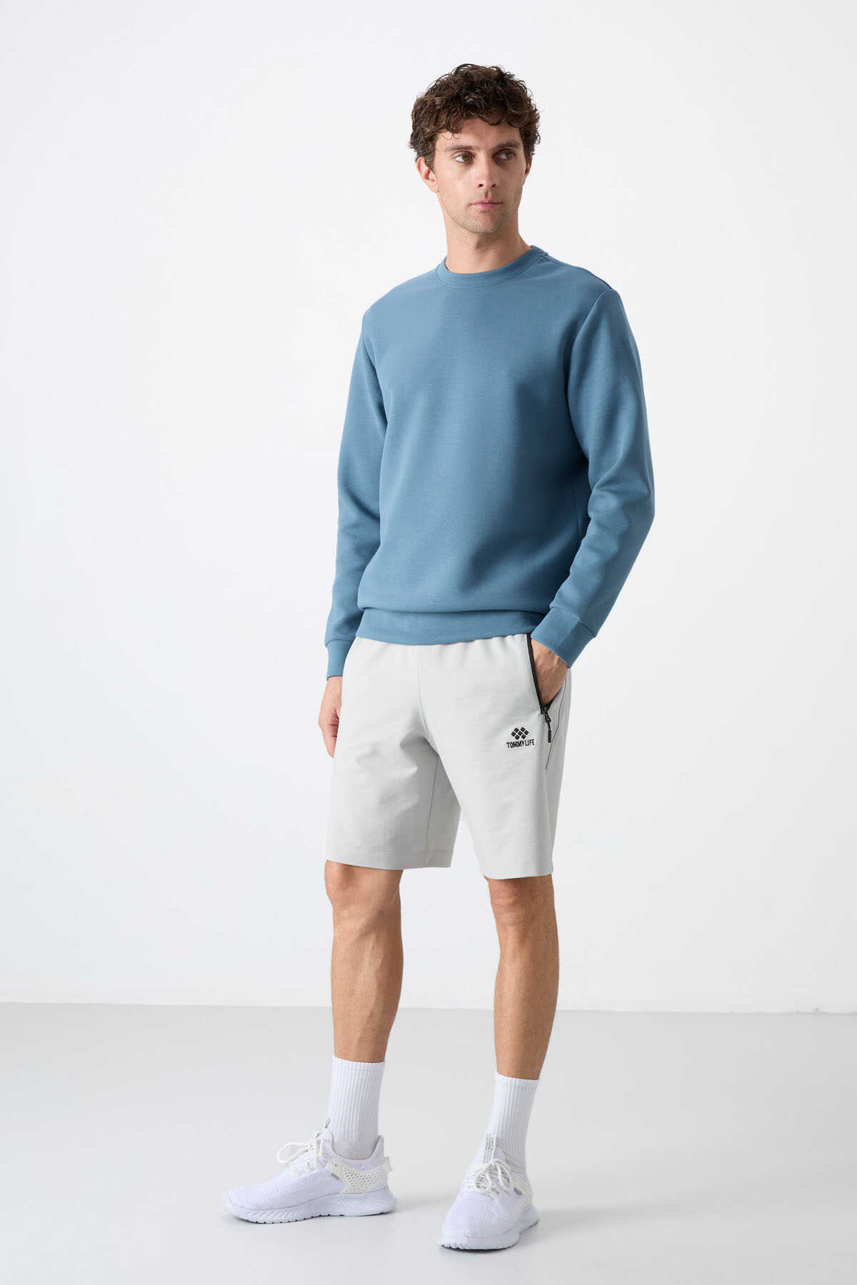 Tommylife Toptan O Yaka Rahat Form Basic Erkek Sweatshirt 88053 Orman Yeşili - 2