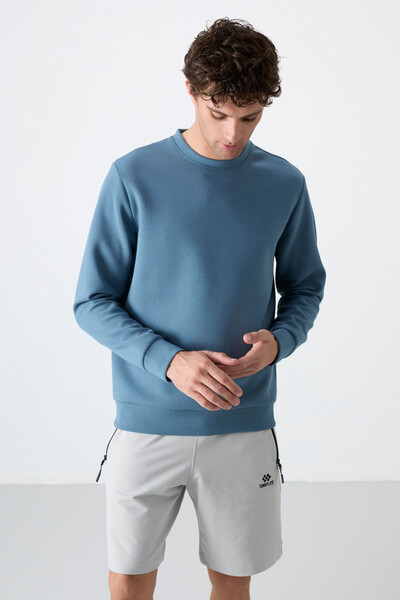 Tommylife Toptan O Yaka Rahat Form Basic Erkek Sweatshirt 88053 Orman Yeşili - 3