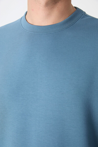 Tommylife Toptan O Yaka Rahat Form Basic Erkek Sweatshirt 88053 Orman Yeşili - 4
