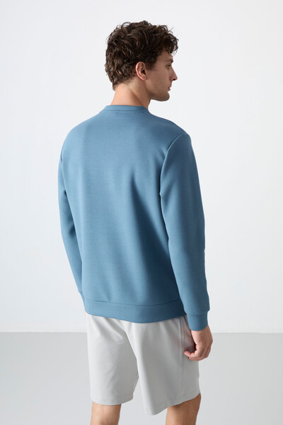 Tommylife Toptan O Yaka Rahat Form Basic Erkek Sweatshirt 88053 Orman Yeşili - 5