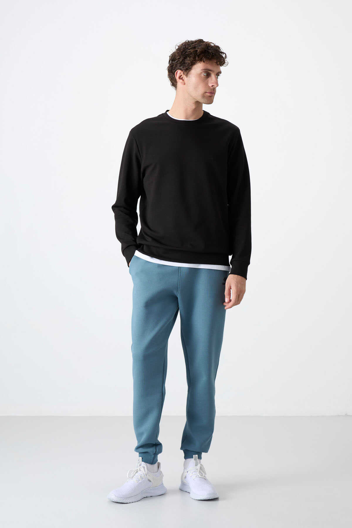 Tommylife Toptan O Yaka Rahat Form Basic Erkek Sweatshirt 88053 Siyah - 2