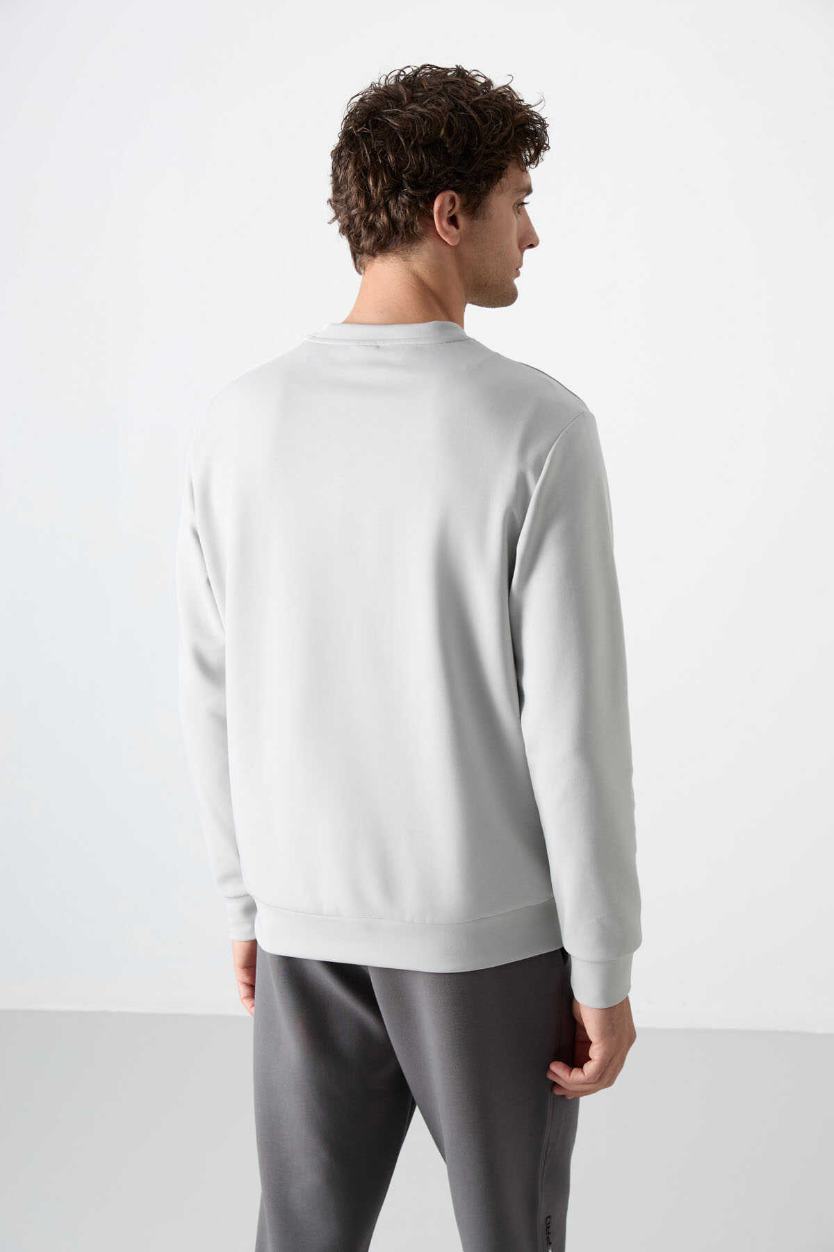 Tommylife Toptan O Yaka Rahat Form Basic Erkek Sweatshirt 88053 Taş - 5