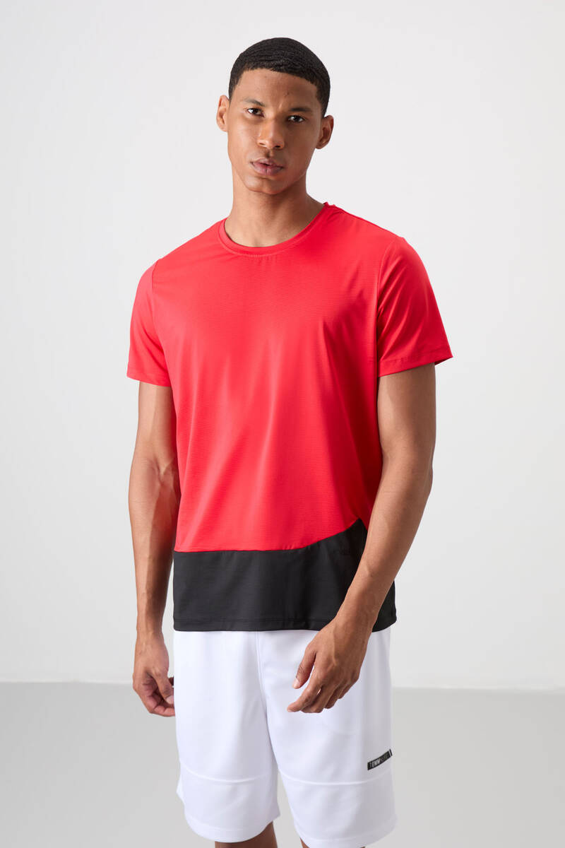 TOMMYLIFE - Tommylife Toptan O Yaka Standart Kalıp Aktif Spor Erkek T-Shirt 88383 Kırmızı