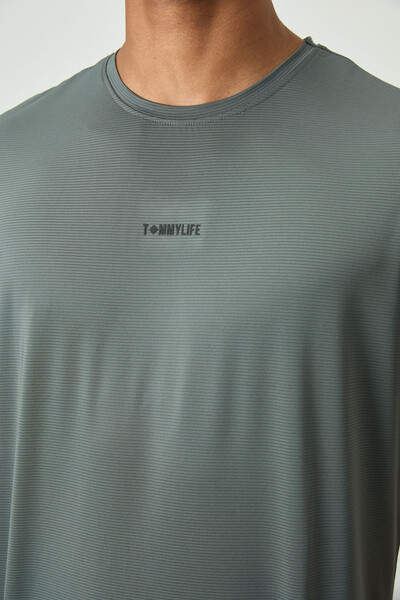 Tommylife Toptan O Yaka Standart Kalıp Aktif Spor Erkek T-Shirt 88384 Haki - Thumbnail