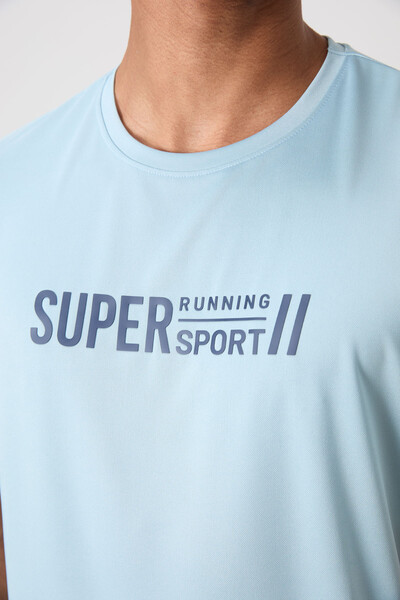 Tommylife Toptan O Yaka Standart Kalıp Aktif Spor Erkek T-Shirt 88385 Açık Mavi - Thumbnail