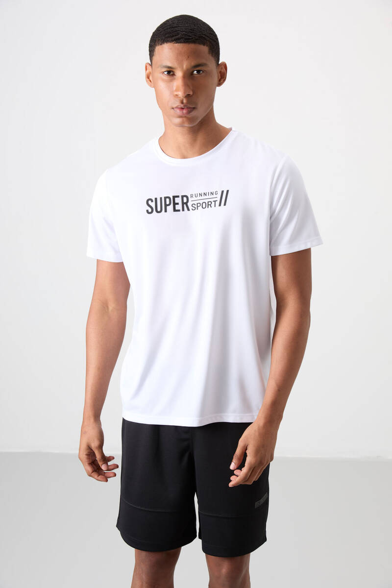 TOMMYLIFE - Tommylife Toptan O Yaka Standart Kalıp Aktif Spor Erkek T-Shirt 88385 Beyaz