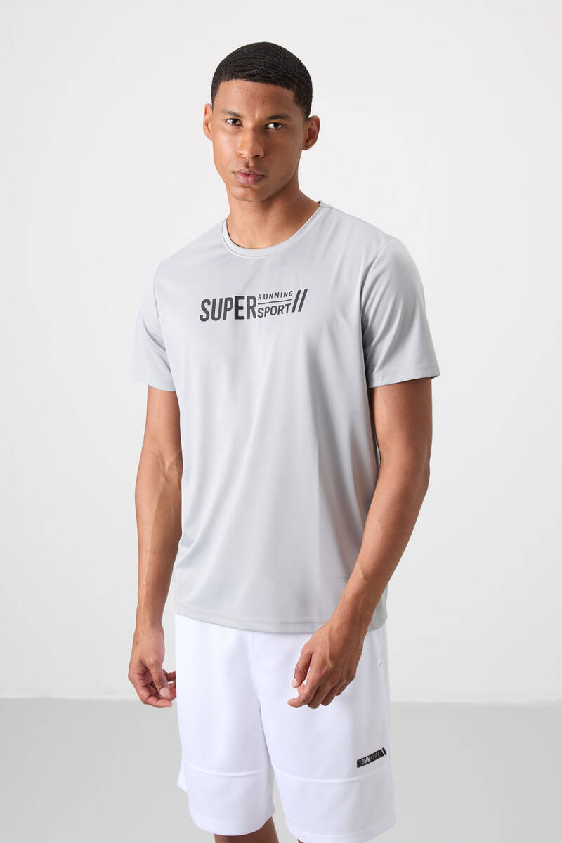TOMMYLIFE - Tommylife Toptan O Yaka Standart Kalıp Aktif Spor Erkek T-Shirt 88385 Gri