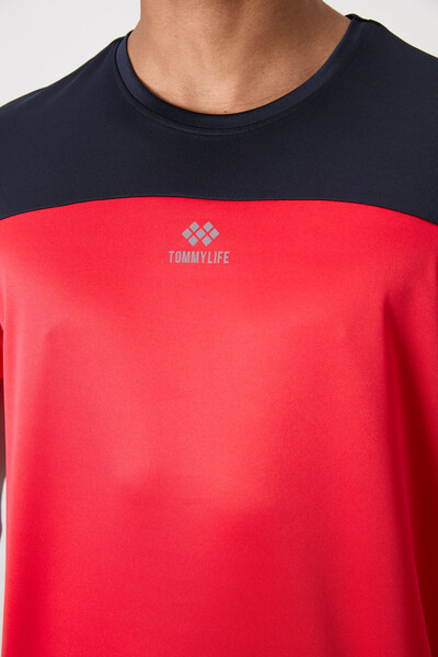 Tommylife Toptan O Yaka Standart Kalıp Aktif Spor Erkek T-Shirt 88386 Kırmızı - Thumbnail