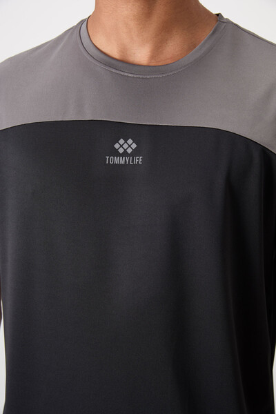 Tommylife Toptan O Yaka Standart Kalıp Aktif Spor Erkek T-Shirt 88386 Siyah - Thumbnail
