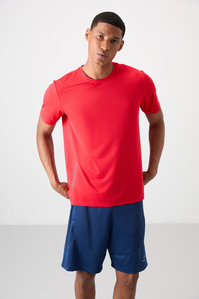 Tommylife Toptan O Yaka Standart Kalıp Aktif Spor Erkek T-Shirt 88388 Kırmızı - Thumbnail