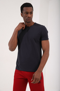 Tommylife Toptan O Yaka Standart Kalıp Basic Erkek T-Shirt 87911 Antrasit - 3