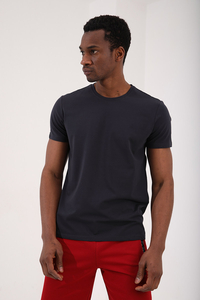 Tommylife Toptan O Yaka Standart Kalıp Basic Erkek T-Shirt 87911 Antrasit - 4