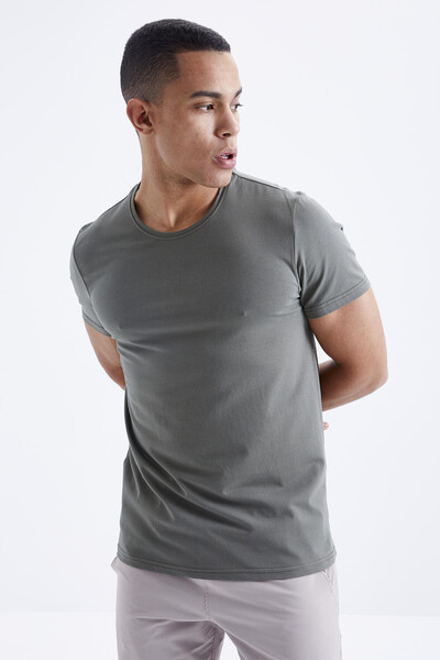 Tommylife Toptan O Yaka Standart Kalıp Basic Erkek T-Shirt 87911 Çağla - 3