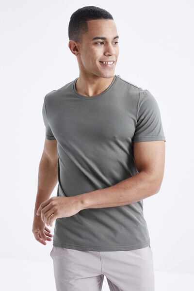 Tommylife Toptan O Yaka Standart Kalıp Basic Erkek T-Shirt 87911 Çağla - 7