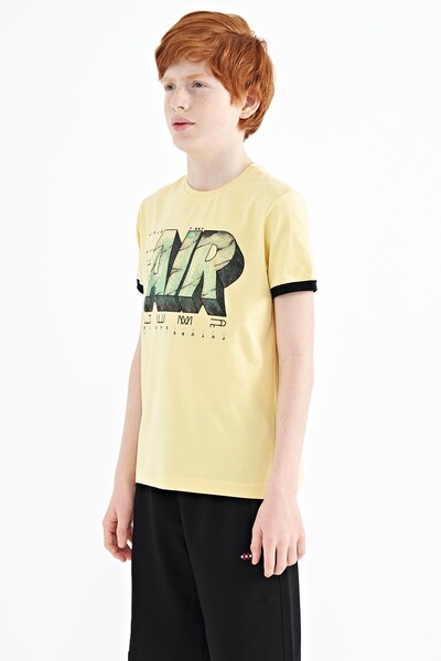 Tommylife Toptan O Yaka Standart Kalıp Baskılı Erkek Çocuk T-Shirt 11098 Sarı - Thumbnail