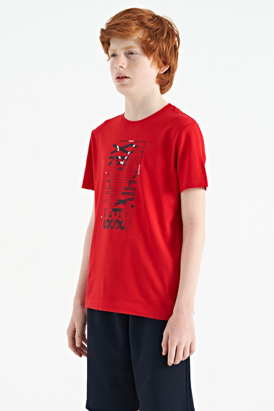 Tommylife Toptan O Yaka Standart Kalıp Baskılı Erkek Çocuk T-Shirt 11099 Kırmızı - Thumbnail