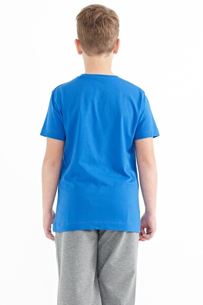 Tommylife Toptan O Yaka Standart Kalıp Baskılı Erkek Çocuk T-Shirt 11100 Saks - Thumbnail