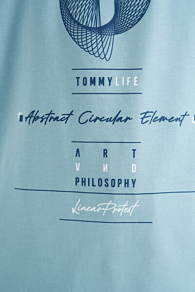 Tommylife Toptan O Yaka Standart Kalıp Baskılı Erkek Çocuk T-Shirt 11103 Açık Mavi - Thumbnail