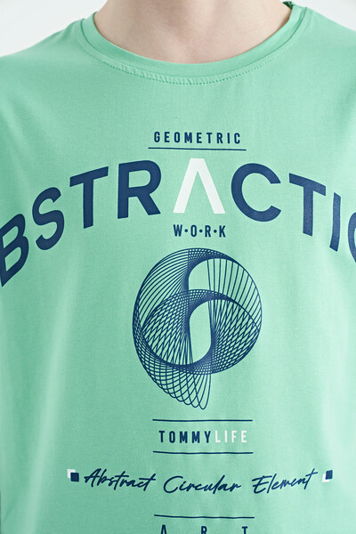 Tommylife Toptan O Yaka Standart Kalıp Baskılı Erkek Çocuk T-Shirt 11103 Su Yeşili - Thumbnail