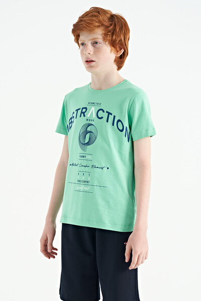 Tommylife Toptan O Yaka Standart Kalıp Baskılı Erkek Çocuk T-Shirt 11103 Su Yeşili - Thumbnail