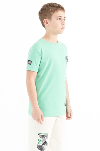 Tommylife Toptan O Yaka Standart Kalıp Baskılı Erkek Çocuk T-Shirt 11104 Su Yeşili - Thumbnail