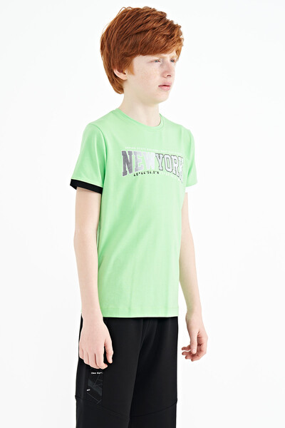 Tommylife Toptan O Yaka Standart Kalıp Baskılı Erkek Çocuk T-Shirt 11105 Neon Yeşil - Thumbnail
