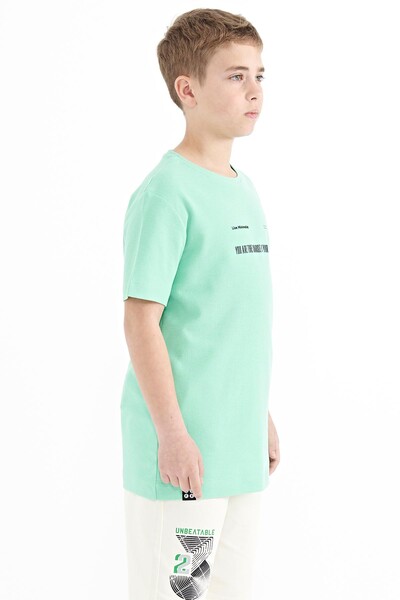 Tommylife Toptan O Yaka Standart Kalıp Baskılı Erkek Çocuk T-Shirt 11117 Su Yeşili - Thumbnail