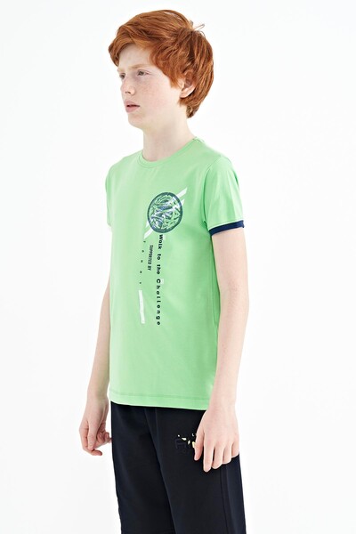 Tommylife Toptan O Yaka Standart Kalıp Baskılı Erkek Çocuk T-Shirt 11131 Neon Yeşil - Thumbnail