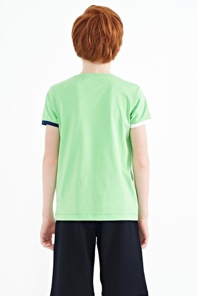 Tommylife Toptan O Yaka Standart Kalıp Baskılı Erkek Çocuk T-Shirt 11131 Neon Yeşil - Thumbnail