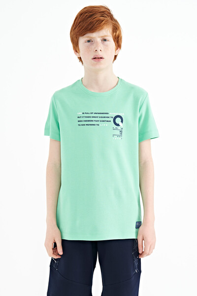 Tommylife Toptan O Yaka Standart Kalıp Baskılı Erkek Çocuk T-Shirt 11145 Su Yeşili - Thumbnail
