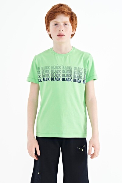 Tommylife Toptan O Yaka Standart Kalıp Baskılı Erkek Çocuk T-Shirt 11149 Neon Yeşil - Thumbnail